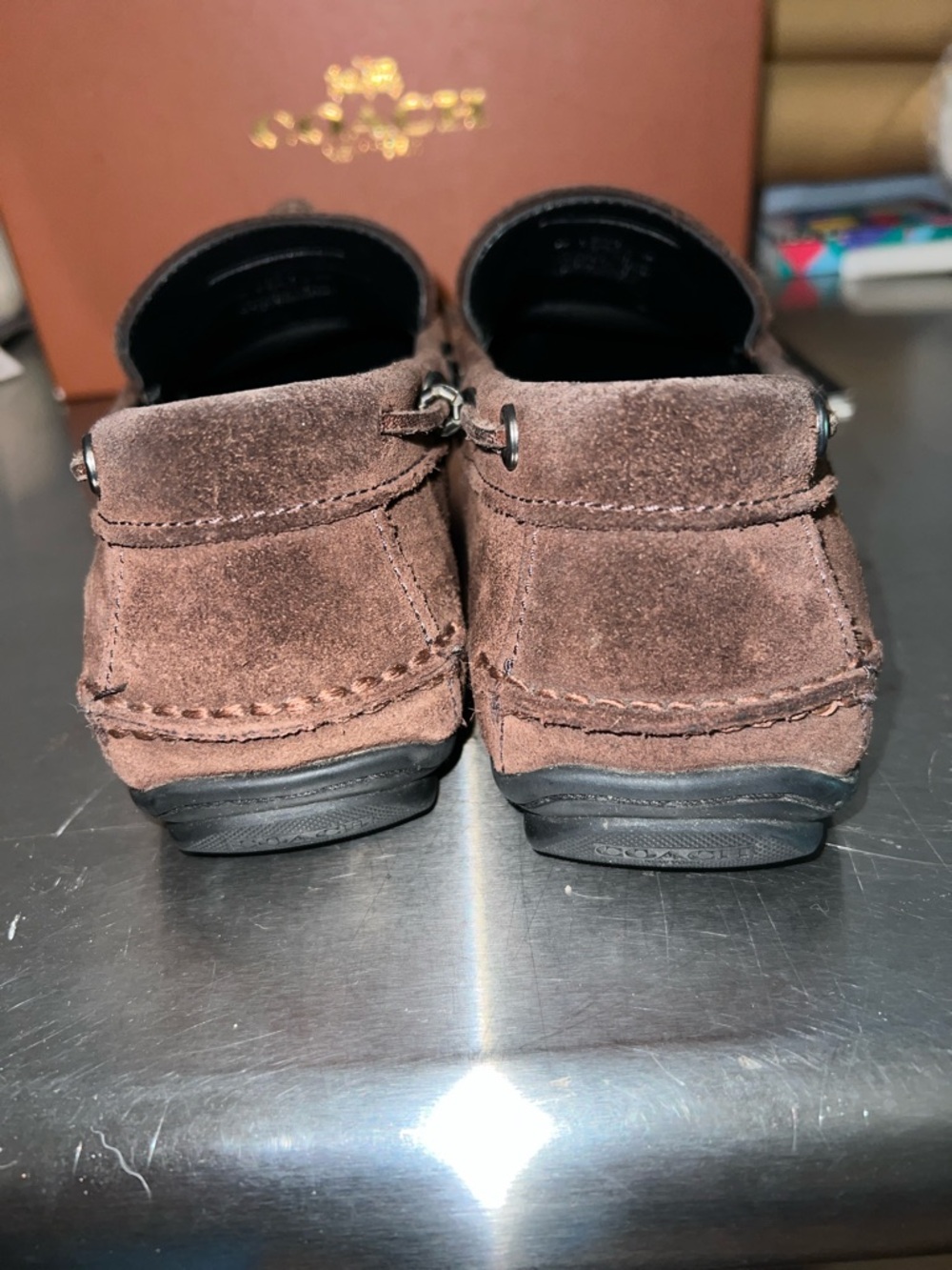 COACH Men's Brown Suede Boat Shoes - Picture 11 of 12